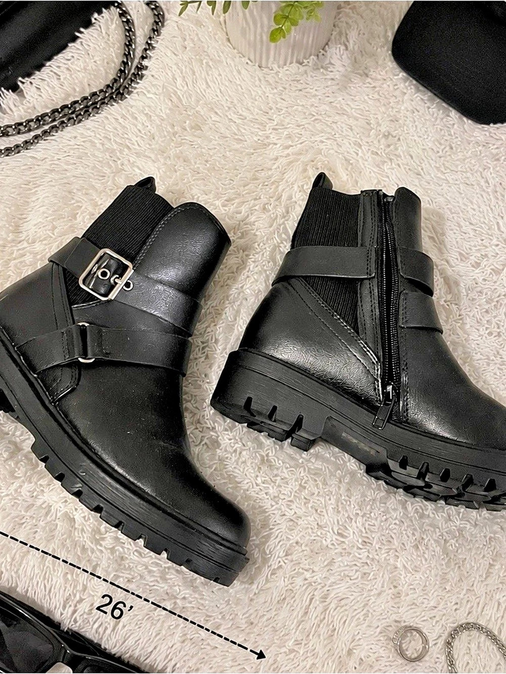 Black Buckle Combat Boots Like New